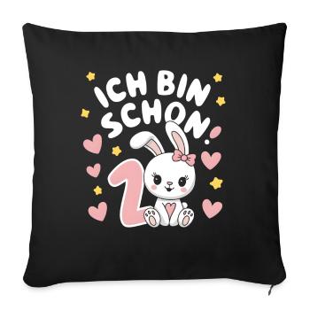 2. Geburtstag Hase Häschen Kindergeburtstag - Sofakissenbezug 45 x 45 cm - Schwarz - Vorne