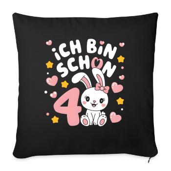 4th Birthday Bunny Bunny Children's Birthday Party - Sofa pillowcase 17,3'' x 17,3'' (45 x 45 cm) - black - Front