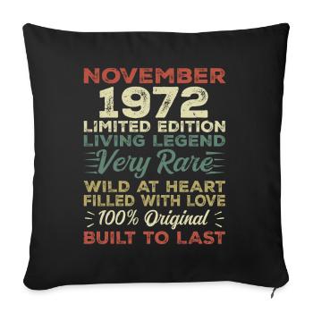 Légende depuis novembre 1972 Né en novembre 1972 - Housse de coussin décorative 45 x 45 cm - noir - Devant