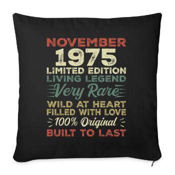 Légende Depuis Novembre 1975 Millésime Novembre 1975 - Housse de coussin décorative 45 x 45 cm - noir - Devant
