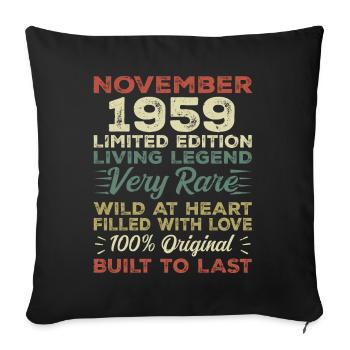Légende Depuis Novembre 1959 Millésime Novembre 1959 - Housse de coussin décorative 45 x 45 cm - noir - Devant