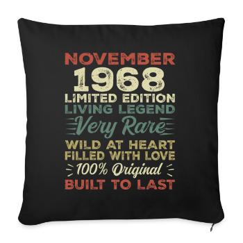 Légende : Depuis novembre 1968 Né en novembre 1968 - Housse de coussin décorative 45 x 45 cm - noir - Devant