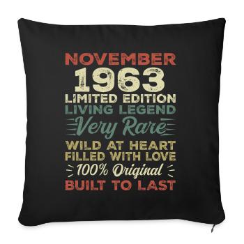 Légende depuis novembre 1963 Né en novembre 1963 - Housse de coussin décorative 45 x 45 cm - noir - Devant