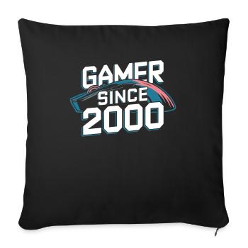 Gamer Depuis 2000 Cadeau Anniversaire Geek - Housse de coussin décorative 45 x 45 cm - noir - Devant
