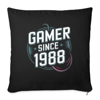 Gamer Since 1988 Geek Birthday Gift - Sofa pillowcase 17,3'' x 17,3'' (45 x 45 cm) - black - Front