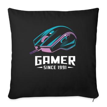 Gamer Since 1991 Geek Birthday Gift - Sofa pillowcase 17,3'' x 17,3'' (45 x 45 cm) - black - Front