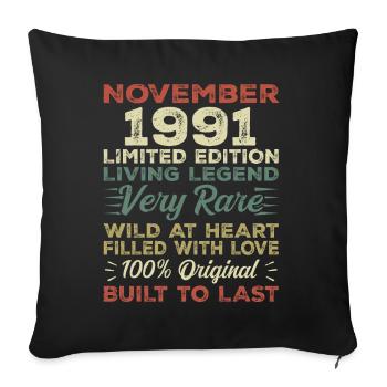 Légende Depuis Novembre 1991 Millésime Novembre 1991 - Housse de coussin décorative 45 x 45 cm - noir - Devant