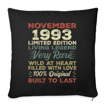 Légende Depuis Novembre 1993 Millésime Novembre 1993 - Housse de coussin décorative 45 x 45 cm - noir - Devant
