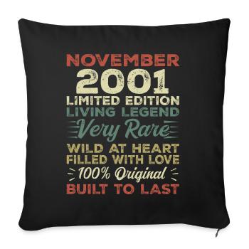 Legend Since November 2001 Vintage November 2001 - Sofa pillowcase 17,3'' x 17,3'' (45 x 45 cm) - black - Front