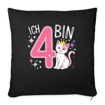4th Birthday Cat Kitten Children's Birthday Party - Sofa pillowcase 17,3'' x 17,3'' (45 x 45 cm) - black - Front