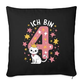 4th Birthday Cat Kitten Children's Birthday Party - Sofa pillowcase 17,3'' x 17,3'' (45 x 45 cm) - black - Front