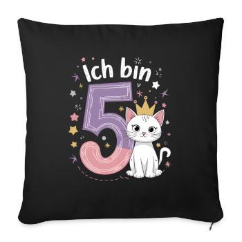 5th Birthday Cat Kitten Children's Birthday Party - Sofa pillowcase 17,3'' x 17,3'' (45 x 45 cm) - black - Front