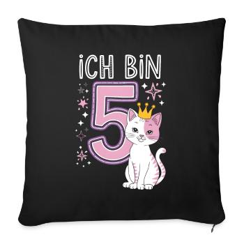 5th Birthday Cat Kitten Children's Birthday Party - Sofa pillowcase 17,3'' x 17,3'' (45 x 45 cm) - black - Front