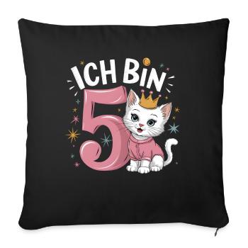 5th Birthday Cat Kitten Children's Birthday Party - Sofa pillowcase 17,3'' x 17,3'' (45 x 45 cm) - black - Front