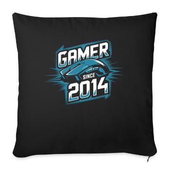 Gamer seit 2014 Geek Geburtstagsgeschenk - Sofakissenbezug 45 x 45 cm - Schwarz - Vorne