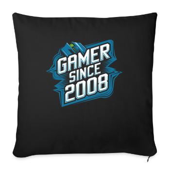 Gamer Since 2008 Geek Birthday Gift - Sofa pillowcase 17,3'' x 17,3'' (45 x 45 cm) - black - Front