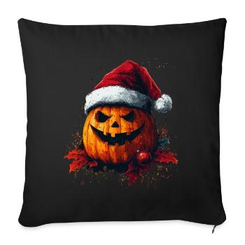 Halloween Gift Pumpkin with Santa Hat Decoration - Sofa pillowcase 17,3'' x 17,3'' (45 x 45 cm) - black - Front