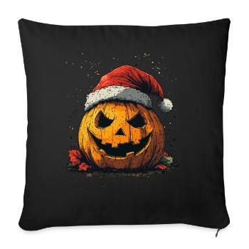 Halloween Gift Pumpkin with Santa Hat Decoration - Sofa pillowcase 17,3'' x 17,3'' (45 x 45 cm) - black - Front