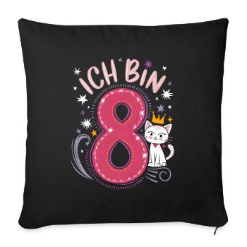 8th Birthday Cat Kitten Children's Birthday - Sofa pillowcase 17,3'' x 17,3'' (45 x 45 cm) - black - Front