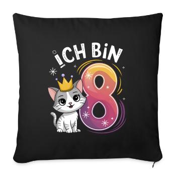 8th Birthday Cat Kitten Children's Birthday - Sofa pillowcase 17,3'' x 17,3'' (45 x 45 cm) - black - Front
