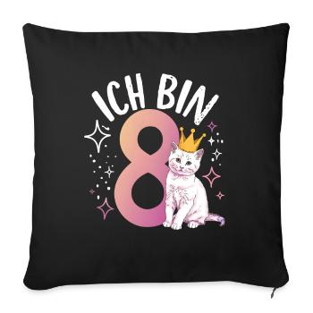8th Birthday Cat Kitten Children's Birthday - Sofa pillowcase 17,3'' x 17,3'' (45 x 45 cm) - black - Front