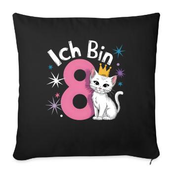 8th Birthday Cat Kitten Children's Birthday - Sofa pillowcase 17,3'' x 17,3'' (45 x 45 cm) - black - Front