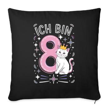 8th Birthday Cat Kitten Children's Birthday - Sofa pillowcase 17,3'' x 17,3'' (45 x 45 cm) - black - Front