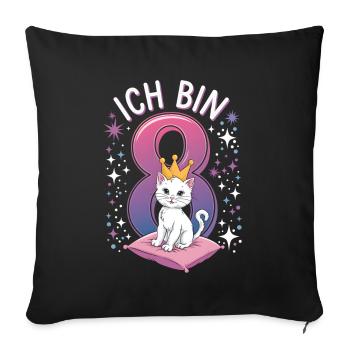 8th Birthday Cat Kitten Children's Birthday - Sofa pillowcase 17,3'' x 17,3'' (45 x 45 cm) - black - Front