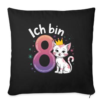 8th Birthday Cat Kitten Children's Birthday - Sofa pillowcase 17,3'' x 17,3'' (45 x 45 cm) - black - Front
