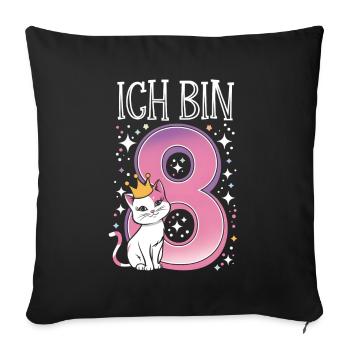 8th Birthday Cat Kitten Children's Birthday - Sofa pillowcase 17,3'' x 17,3'' (45 x 45 cm) - black - Front