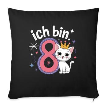 8th Birthday Cat Kitten Children's Birthday - Sofa pillowcase 17,3'' x 17,3'' (45 x 45 cm) - black - Front