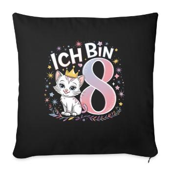 8th Birthday Cat Kitten Children's Birthday - Sofa pillowcase 17,3'' x 17,3'' (45 x 45 cm) - black - Front