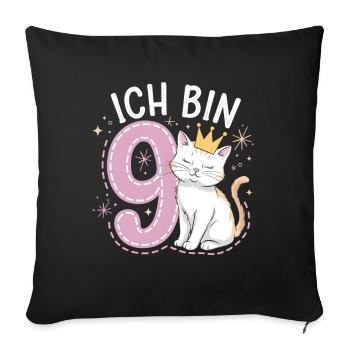 9th Birthday Cat Kitten Children's Birthday - Sofa pillowcase 17,3'' x 17,3'' (45 x 45 cm) - black - Front