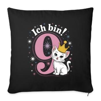 9th Birthday Cat Kitten Children's Birthday - Sofa pillowcase 17,3'' x 17,3'' (45 x 45 cm) - black - Front