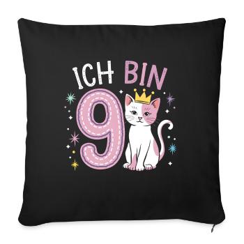 9th Birthday Cat Kitten Children's Birthday - Sofa pillowcase 17,3'' x 17,3'' (45 x 45 cm) - black - Front