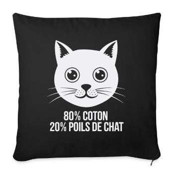 80% Baumwolle 20% Katzenhaar Humor Kätzchen - Sofakissenbezug 45 x 45 cm - Schwarz - Vorne