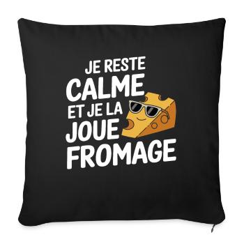 I stay calm and I play it cool cheese relax - Sofa pillowcase 17,3'' x 17,3'' (45 x 45 cm) - black - Front