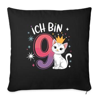 9th Birthday Cat Kitten Children's Birthday - Sofa pillowcase 17,3'' x 17,3'' (45 x 45 cm) - black - Front