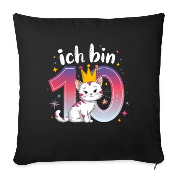 10th Birthday Cat Kitten Children's Birthday - Sofa pillowcase 17,3'' x 17,3'' (45 x 45 cm) - black - Front