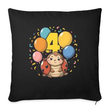 4th Birthday Ladybug Children's Birthday Party - Sofa pillowcase 17,3'' x 17,3'' (45 x 45 cm) - black - Front