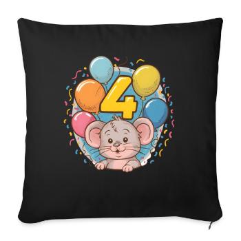 4th Birthday Mouse Children's Birthday Party - Sofa pillowcase 17,3'' x 17,3'' (45 x 45 cm) - black - Front