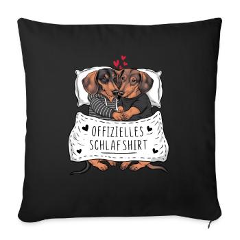 Chemise de nuit officielle Couple de teckels mignons - Housse de coussin décorative 45 x 45 cm - noir - Devant