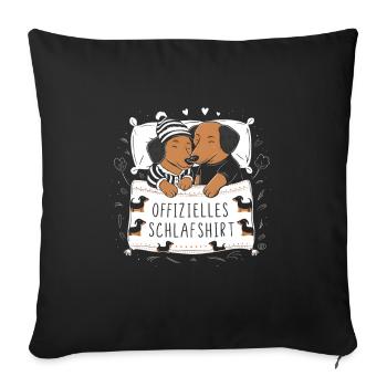 Chemise de nuit officielle Couple de teckels mignons - Housse de coussin décorative 45 x 45 cm - noir - Devant