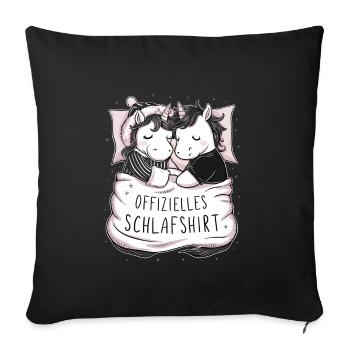Chemise de nuit officielle Sweet Unicorn Couple - Housse de coussin décorative 45 x 45 cm - noir - Devant