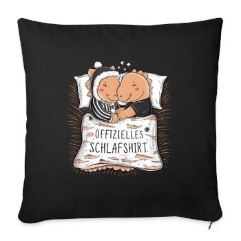 Chemise de nuit officielle Sweet Dino Couple - Housse de coussin décorative 45 x 45 cm - noir - Devant