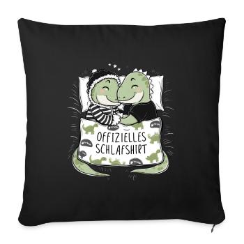 Chemise de nuit officielle Sweet Dino Couple - Housse de coussin décorative 45 x 45 cm - noir - Devant