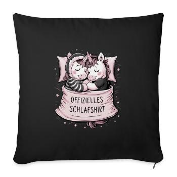 Chemise de nuit officielle Sweet Unicorn Couple - Housse de coussin décorative 45 x 45 cm - noir - Devant