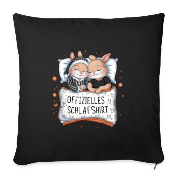 Chemise de nuit officielle Cute Bunny Bunny Pair - Housse de coussin décorative 45 x 45 cm - noir - Devant