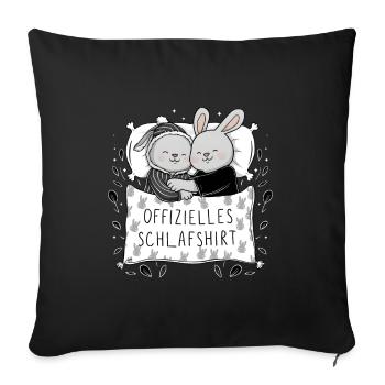 Chemise de nuit officielle Cute Bunny Bunny Pair - Housse de coussin décorative 45 x 45 cm - noir - Devant