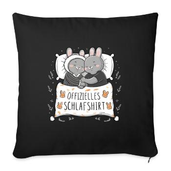 Chemise de nuit officielle Cute Bunny Bunny Pair - Housse de coussin décorative 45 x 45 cm - noir - Devant